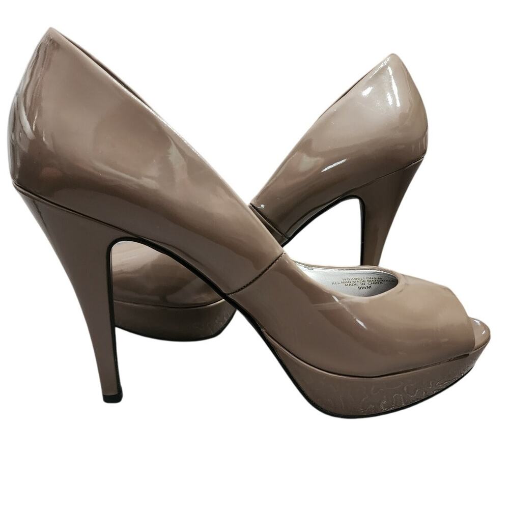 Guess Taupe Platform Open Toe Heels, Size 9.5m - image 5